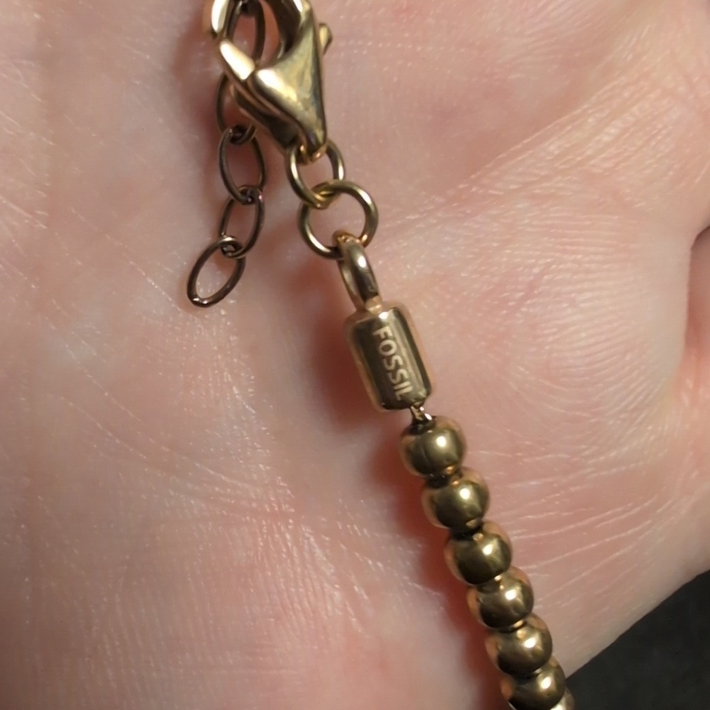 FOSSIL Gold Bead Charm Bracelet, Authentic - Picture 6 of 6